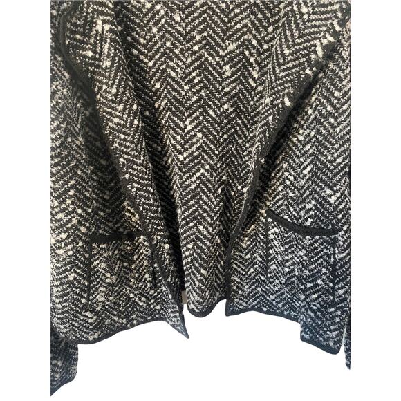 Cocogio Black Gray Herringbone Wool Open Front Knit Sweater Blazer Size XL - Picture 3 of 7